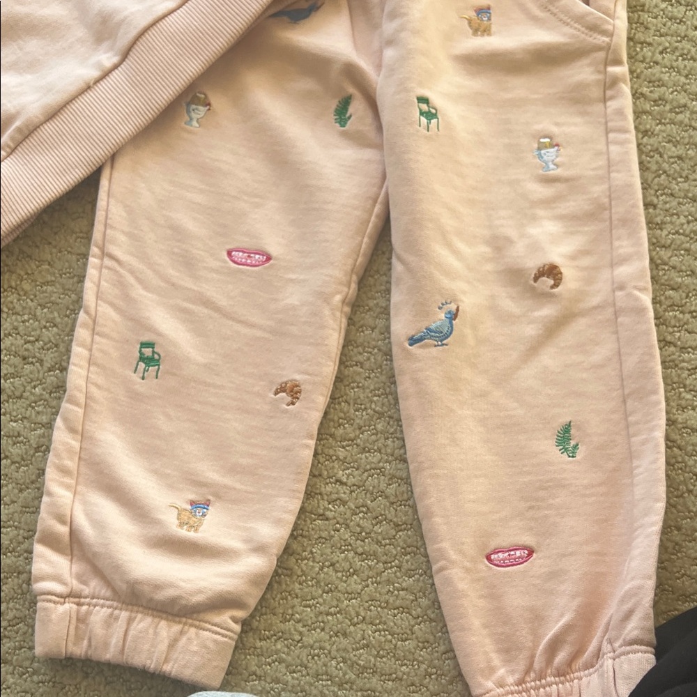 OEUF Kids Pink Embroidered JOGGER Set - Picture 6 of 6